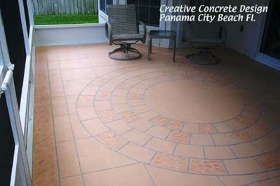 Image of round brick pattern on a Patio.